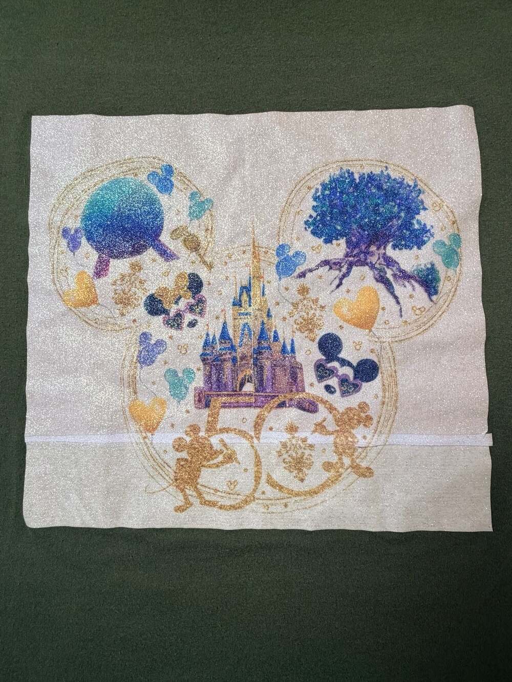 Disney Parks 50th Anniversary Graphic T-Shirt Olive Green Men’s Size L